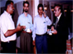 Ln.Ramachandran, Ln.Shaikh Sadaqathullah, BSA.Ashraf Buhary with Ln.LKS.Syed Ahmed (Lions District Governor - 324 A1) at Lions Club of Mylapore Charter Nite Meet
