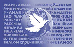 The World Peace Flag (WPF) is an international and universal symbol of our shared longing for peace. The word PEACE is fully or partially shown in 37 languages. www.thepeacecompany.com