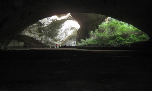 Looking out from inside the cave.