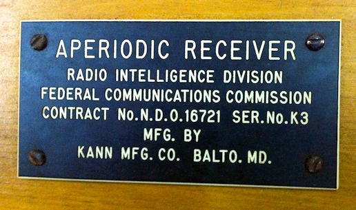 SSR-201 Aperiodic Receiver Name Plate