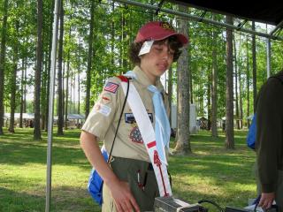 Greenville Troop 30 and Order of the Arrow Boy Scout Will Landry observes the BARC display. 