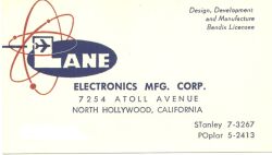 Lane Electronics business card