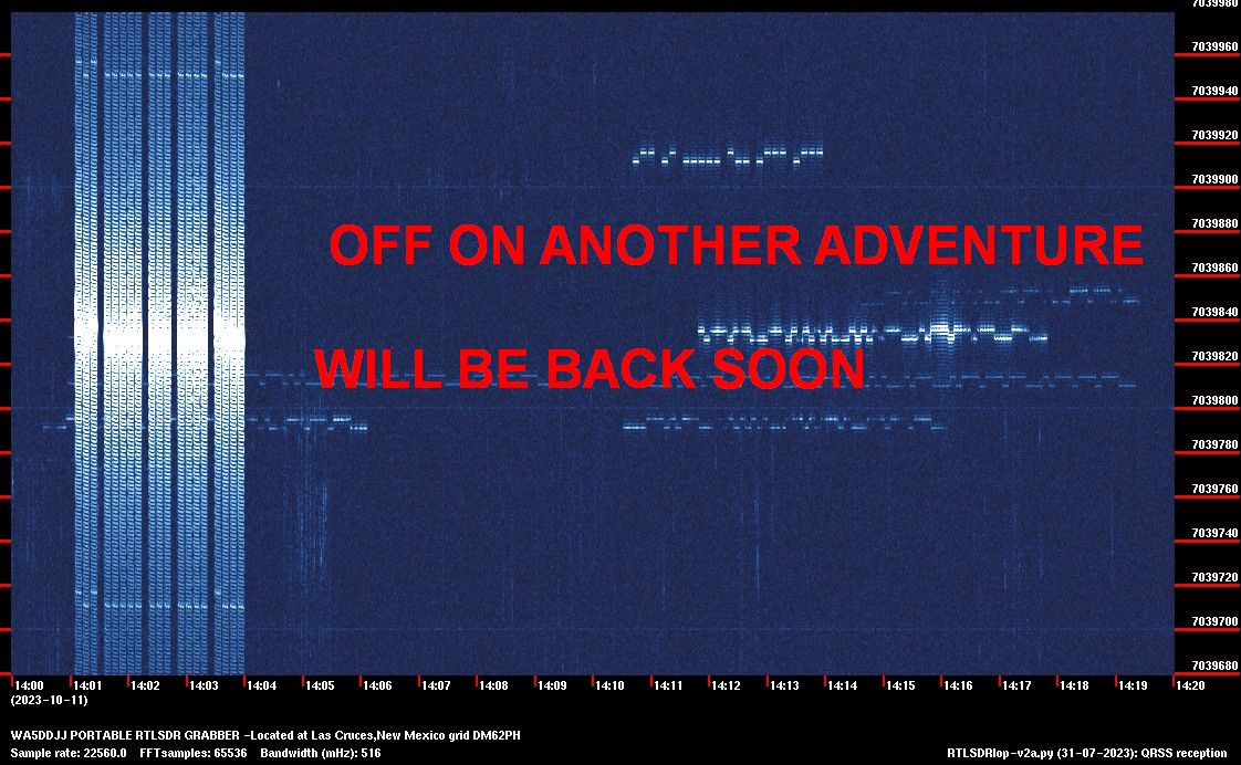 Image of the current QRSS 6M 20 Min spectrum capture