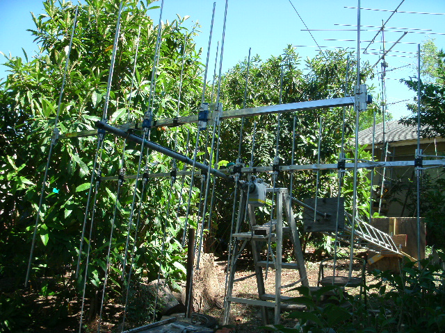 Rohn 6 with antennas - resting on step ladder - Apr 4, 2013