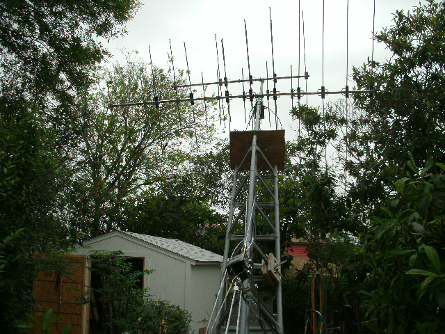 Rohn 6 with antennas - partially raised again - Apr 7, 2013
