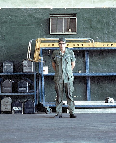 Sgt. Koopman inside the Engine Shop.