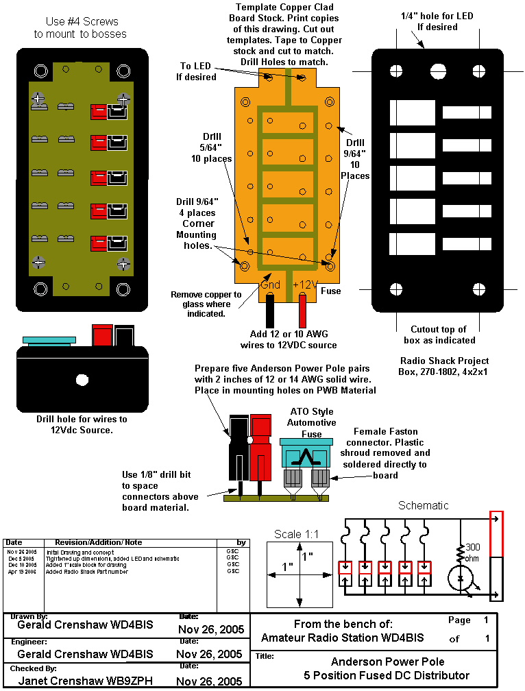 Anderson Power Pole Distributor fused 5 Position