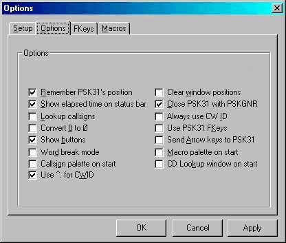 Options screen example