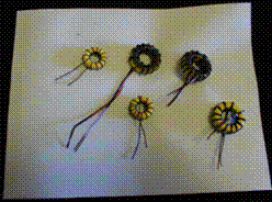 This picture is of the full set of 80 meter inductors. Notice that there are 2 sizes of coils. The larger ones are for the Low-Pass filter, and the smaller ones are for the High-Pass.