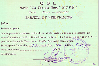 La Voz del Napo Verification Card