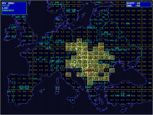 YT2F, Gledic KN03KU, Mapa veza na 144 MHz