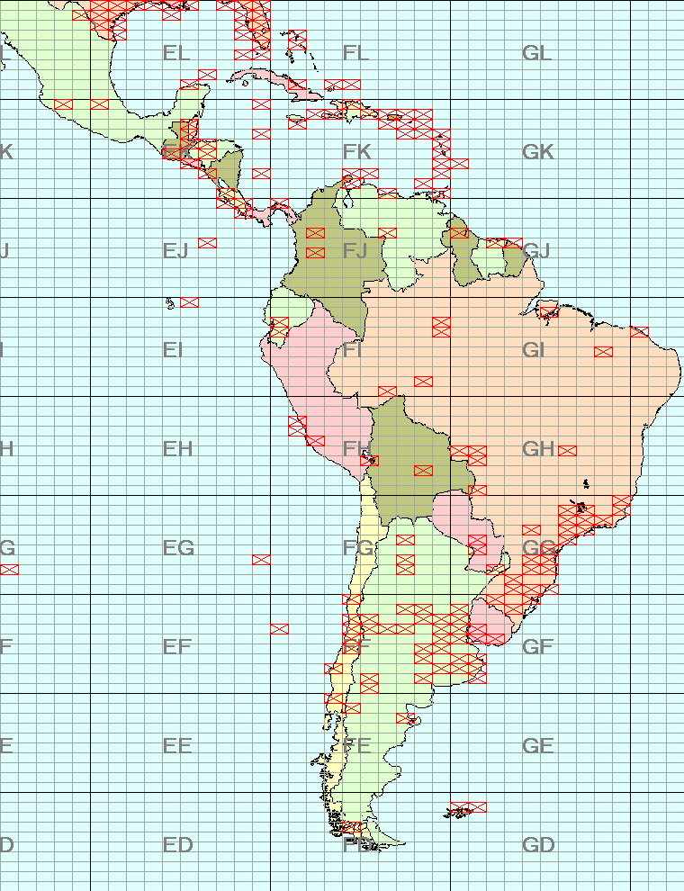 50mhz grid squares worked in south america