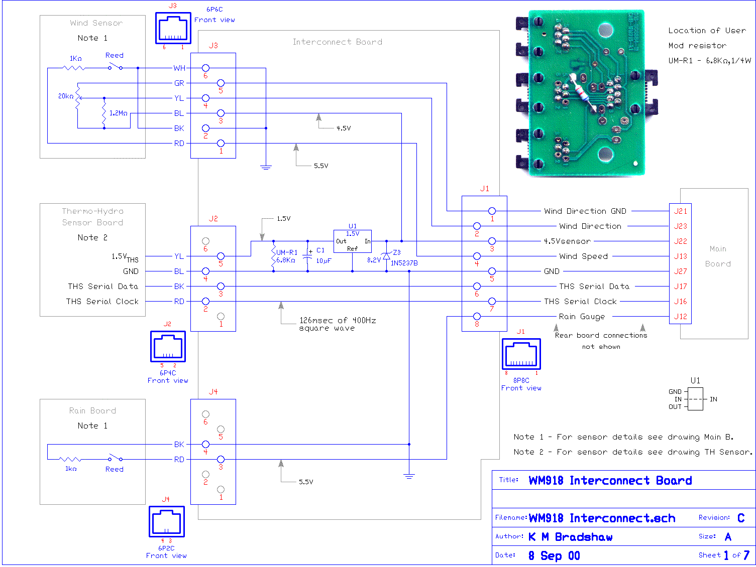 Schematic of the Interconnect PCB, Box1, as drawn by Kent KB1ESG