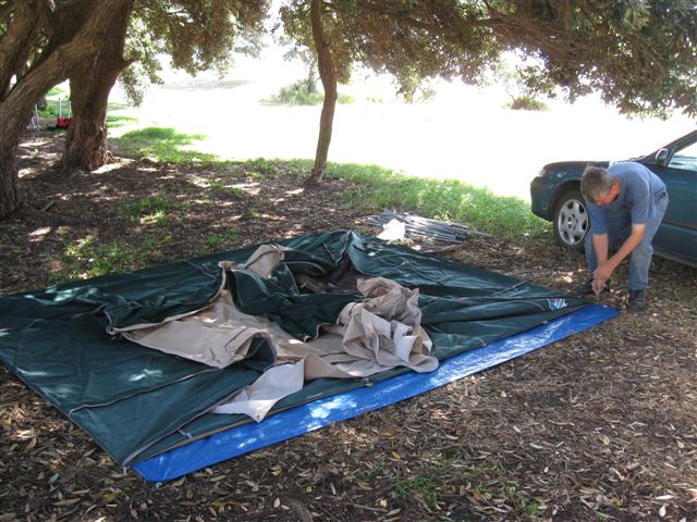 Setting up our tent